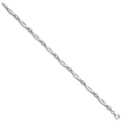 Sterling Silver Rhodium-plated Aquamarine and Diamond Bracelet QX856AQ