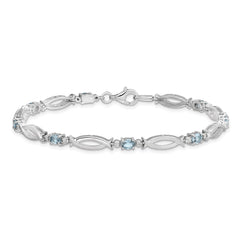 Sterling Silver Rhodium-plated Aquamarine and Diamond Bracelet QX856AQ