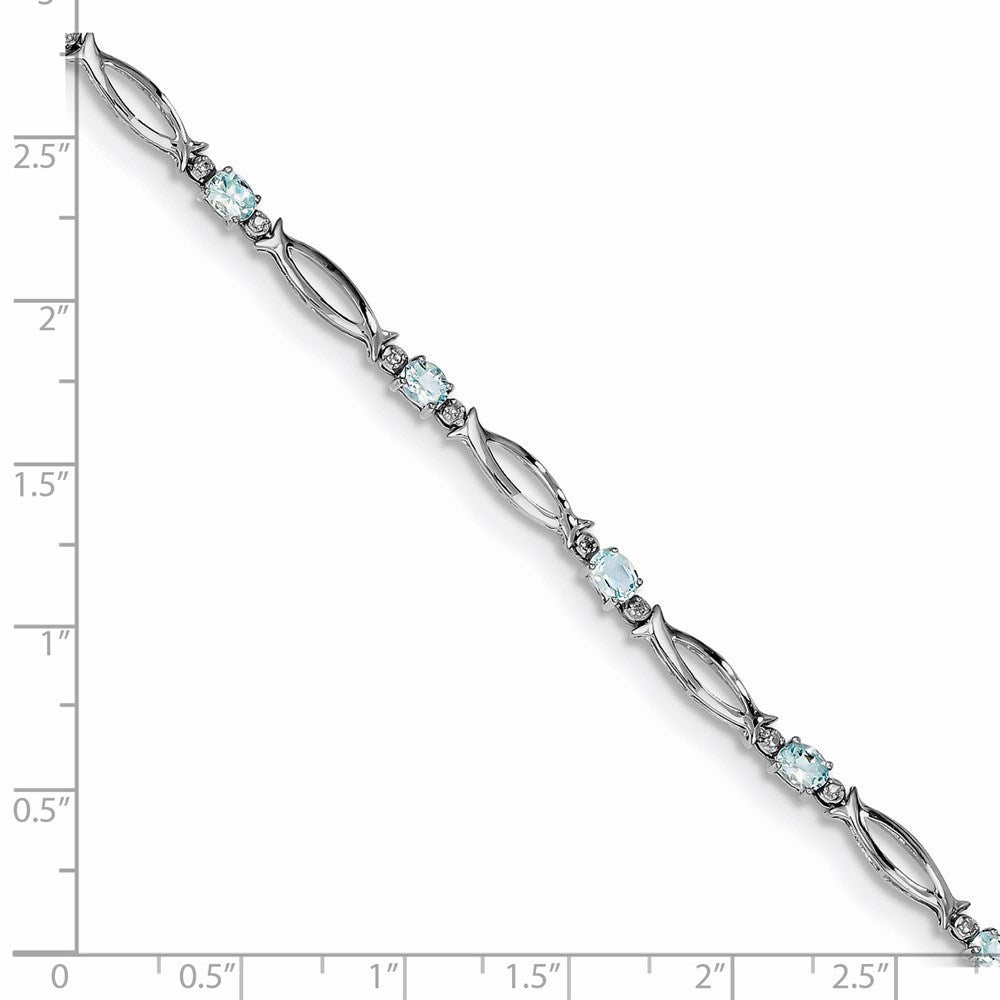 Sterling Silver Rhodium-plated Aquamarine and Diamond Bracelet QX856AQ