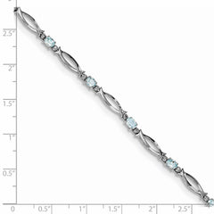 Sterling Silver Rhodium-plated Aquamarine and Diamond Bracelet QX856AQ