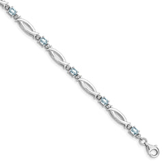 Sterling Silver Rhodium-plated Aquamarine and Diamond Bracelet QX856AQ