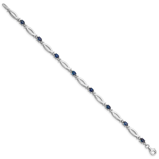 Sterling Silver Rhodium-plated Sapphire and Diamond Bracelet QX856S