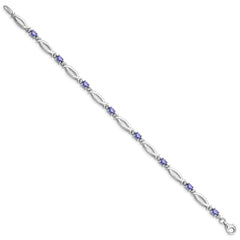 Sterling Silver Rhodium-plated Tanzanite and Diamond Bracelet QX856TZ