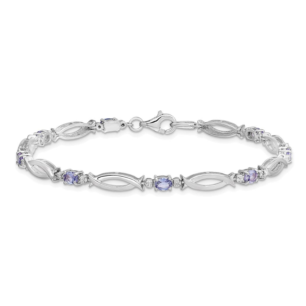 Sterling Silver Rhodium-plated Tanzanite and Diamond Bracelet QX856TZ