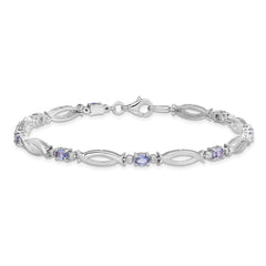 Sterling Silver Rhodium-plated Tanzanite and Diamond Bracelet QX856TZ