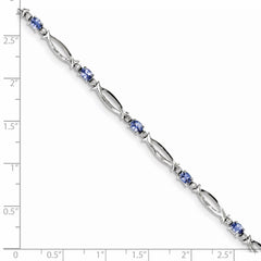 Sterling Silver Rhodium-plated Tanzanite and Diamond Bracelet QX856TZ