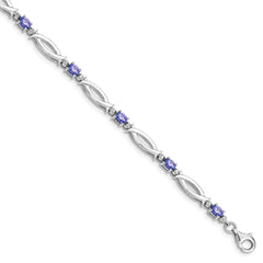 Sterling Silver Rhodium-plated Tanzanite and Diamond Bracelet QX856TZ
