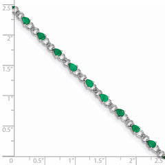 Sterling Silver Rhodium-plated Emerald and Diamond Bracelet QX858E