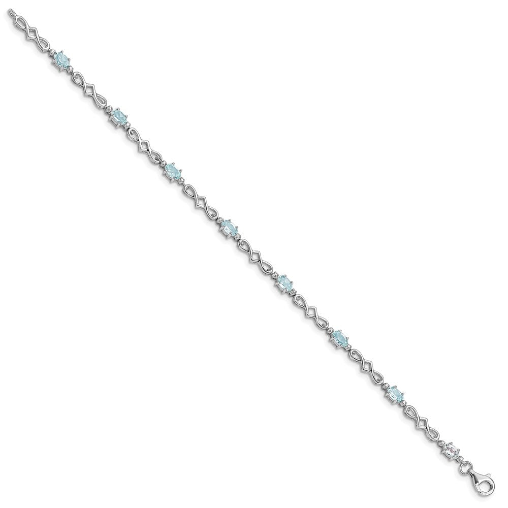 Sterling Silver Rhodium-plated Aquamarine and Diamond Bracelet QX860AQ