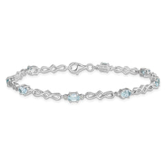 Sterling Silver Rhodium-plated Aquamarine and Diamond Bracelet QX860AQ