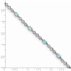 Sterling Silver Rhodium-plated Aquamarine and Diamond Bracelet QX860AQ
