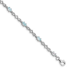 Sterling Silver Rhodium-plated Aquamarine and Diamond Bracelet QX860AQ