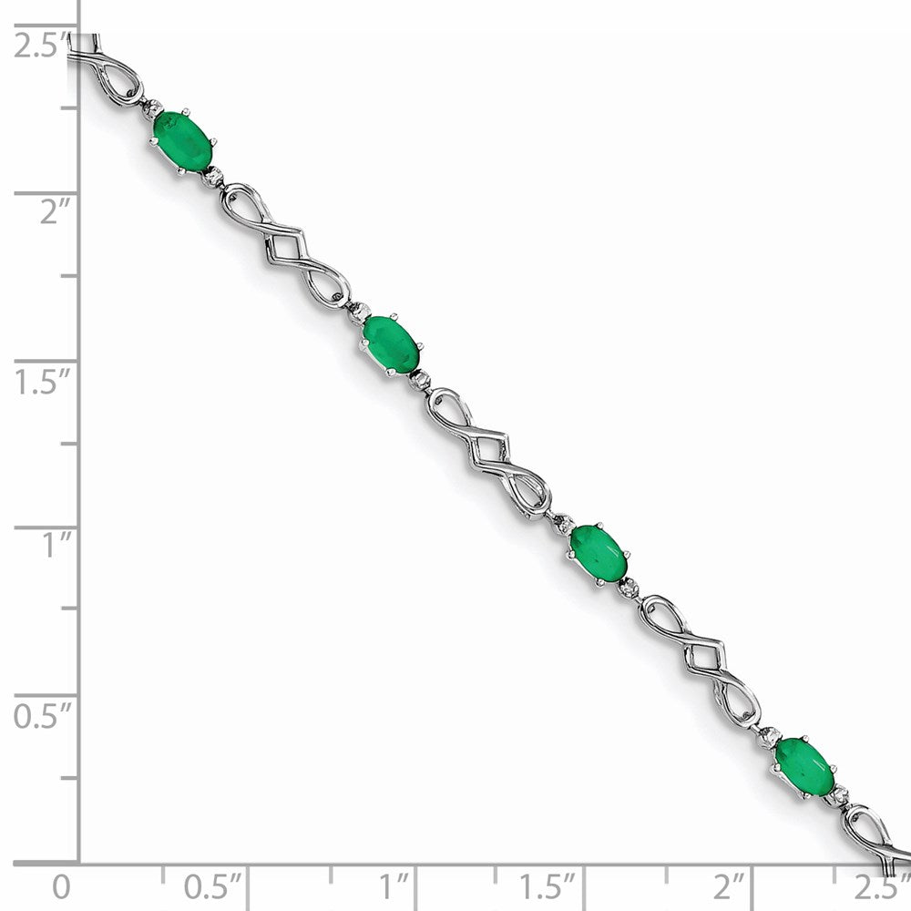 Sterling Silver Rhodium-plated Emerald and Diamond Bracelet QX860E
