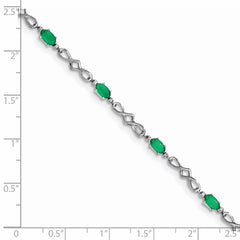 Sterling Silver Rhodium-plated Emerald and Diamond Bracelet QX860E