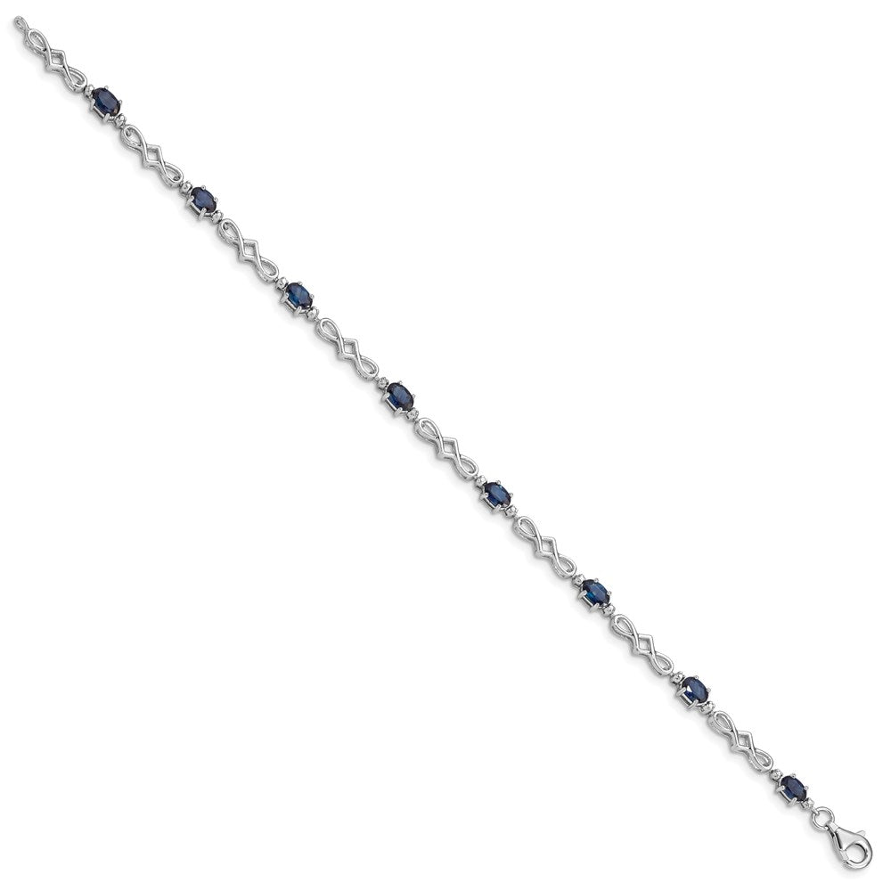 Sterling Silver Rhodium-plated Sapphire and Diamond Bracelet QX860S