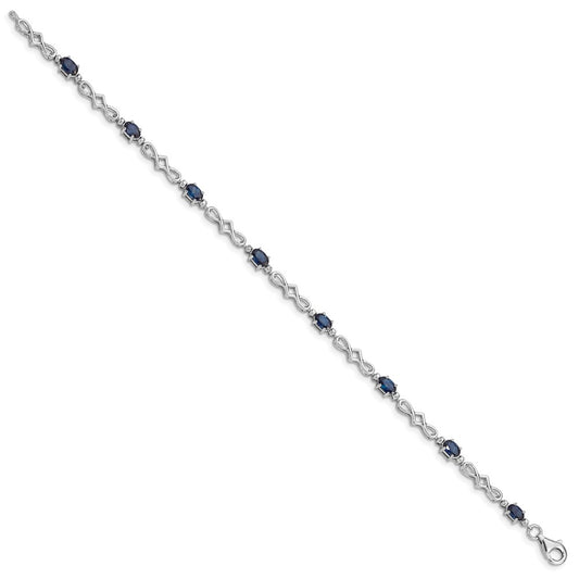 Sterling Silver Rhodium-plated Sapphire and Diamond Bracelet QX860S