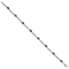 Sterling Silver Rhodium-plated Sapphire and Diamond Bracelet QX860S