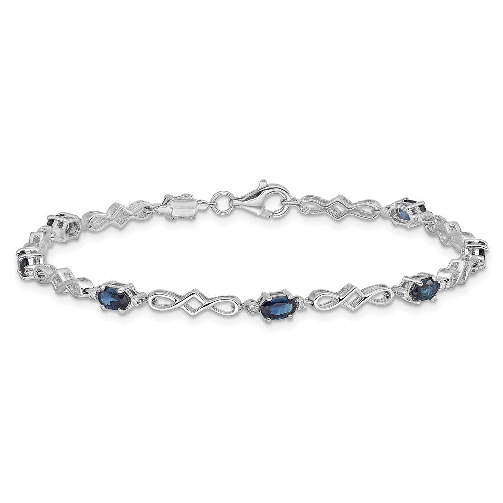 Sterling Silver Rhodium-plated Sapphire and Diamond Bracelet QX860S