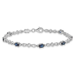 Sterling Silver Rhodium-plated Sapphire and Diamond Bracelet QX860S