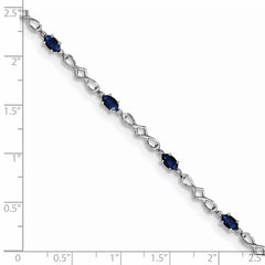 Sterling Silver Rhodium-plated Sapphire and Diamond Bracelet QX860S