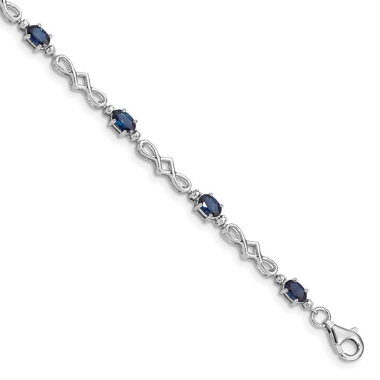 Sterling Silver Rhodium-plated Sapphire and Diamond Bracelet QX860S