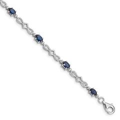 Sterling Silver Rhodium-plated Sapphire and Diamond Bracelet QX860S