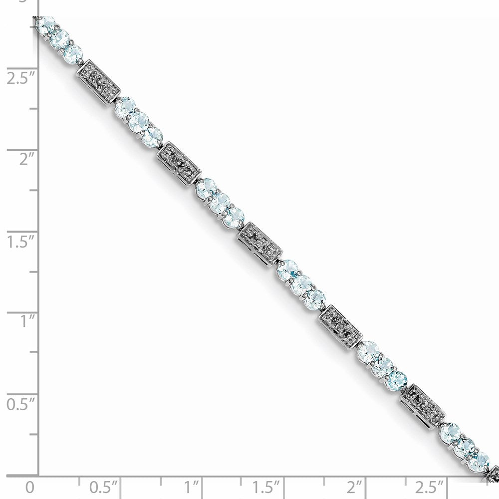 Sterling Silver Rhodium-plated Aquamarine and Diamond Bracelet QX861AQ