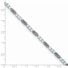 Sterling Silver Rhodium-plated Aquamarine and Diamond Bracelet QX861AQ