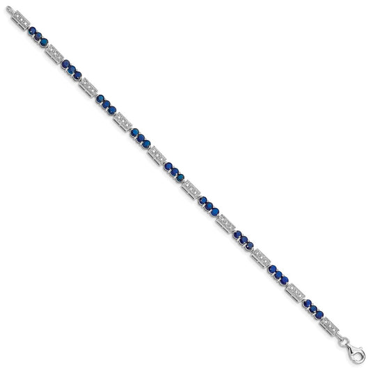 Sterling Silver Rhodium-plated Sapphire and Diamond Bracelet QX861S