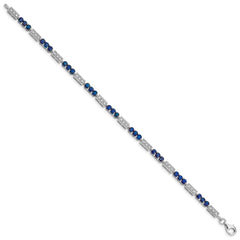 Sterling Silver Rhodium-plated Sapphire and Diamond Bracelet QX861S