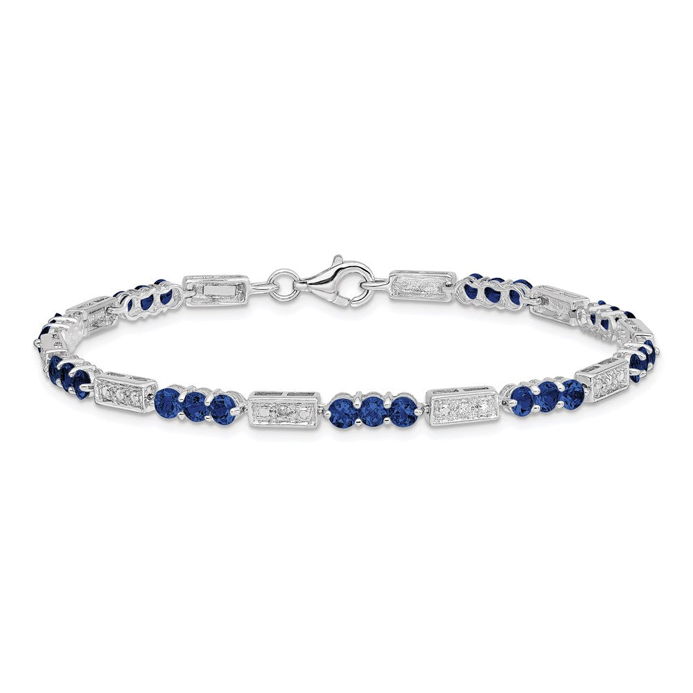 Sterling Silver Rhodium-plated Sapphire and Diamond Bracelet QX861S