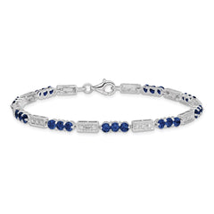 Sterling Silver Rhodium-plated Sapphire and Diamond Bracelet QX861S