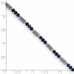 Sterling Silver Rhodium-plated Sapphire and Diamond Bracelet QX861S