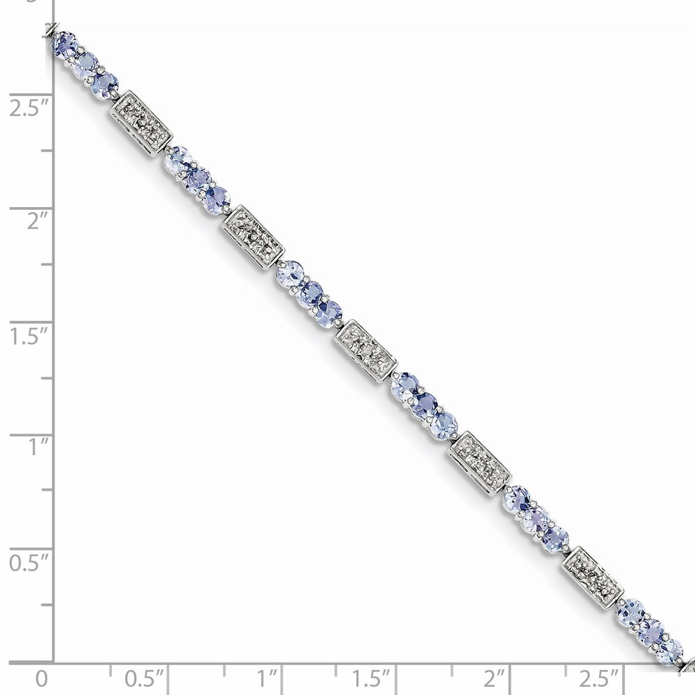 Sterling Silver Rhodium-plated Tanzanite and Diamond Bracelet QX861TZ