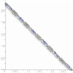 Sterling Silver Rhodium-plated Tanzanite and Diamond Bracelet QX861TZ