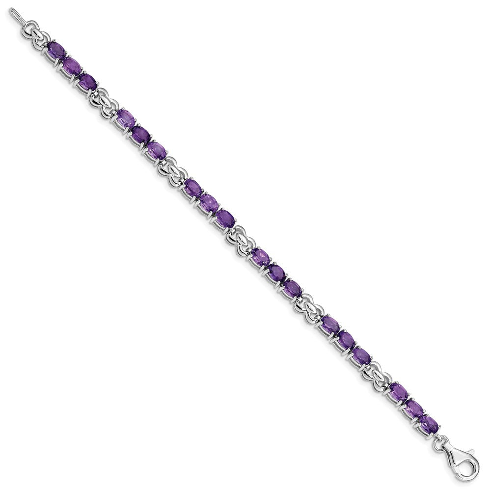 Sterling Silver Rhodium-plated Amethyst Bracelet QX863AM