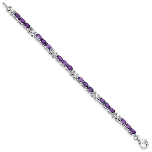 Sterling Silver Rhodium-plated Amethyst Bracelet QX863AM