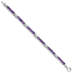 Sterling Silver Rhodium-plated Amethyst Bracelet QX863AM
