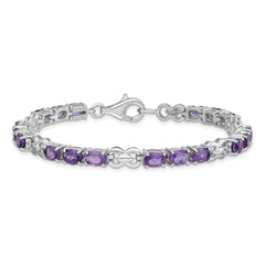 Sterling Silver Rhodium-plated Amethyst Bracelet QX863AM
