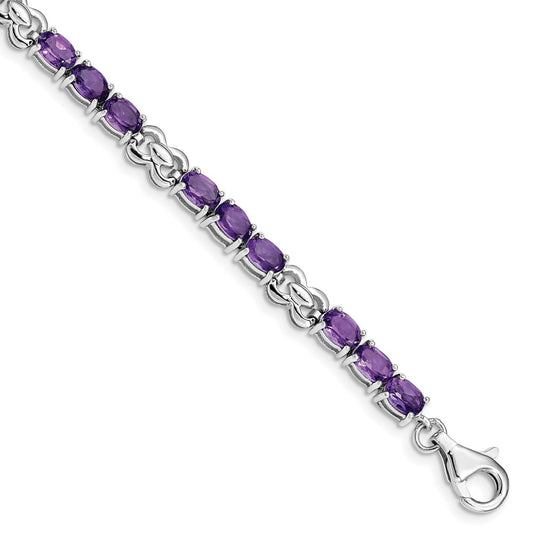 Sterling Silver Rhodium-plated Amethyst Bracelet QX863AM