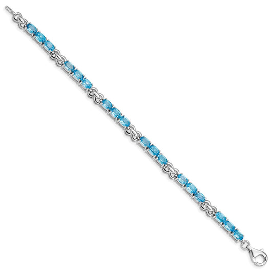Sterling Silver Rhodium-plated Blue Topaz Bracelet QX863BT