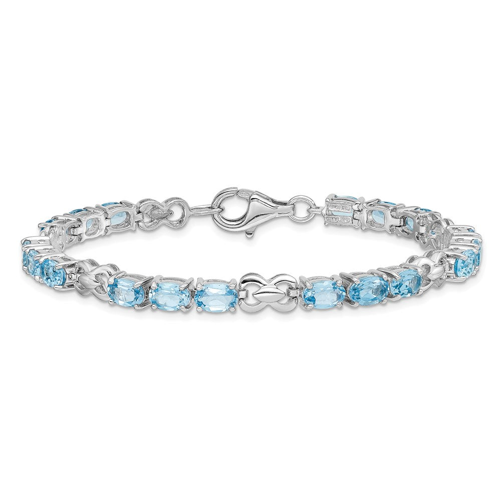 Sterling Silver Rhodium-plated Blue Topaz Bracelet QX863BT