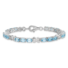 Sterling Silver Rhodium-plated Blue Topaz Bracelet QX863BT