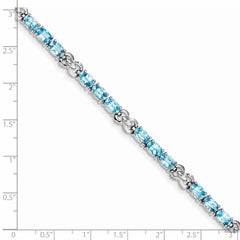 Sterling Silver Rhodium-plated Blue Topaz Bracelet QX863BT