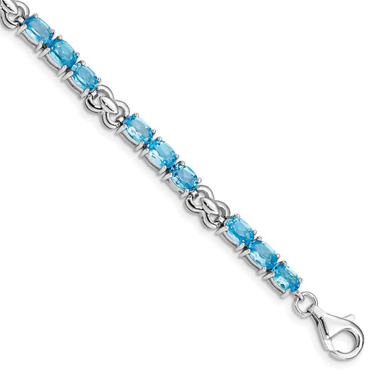 Sterling Silver Rhodium-plated Blue Topaz Bracelet QX863BT