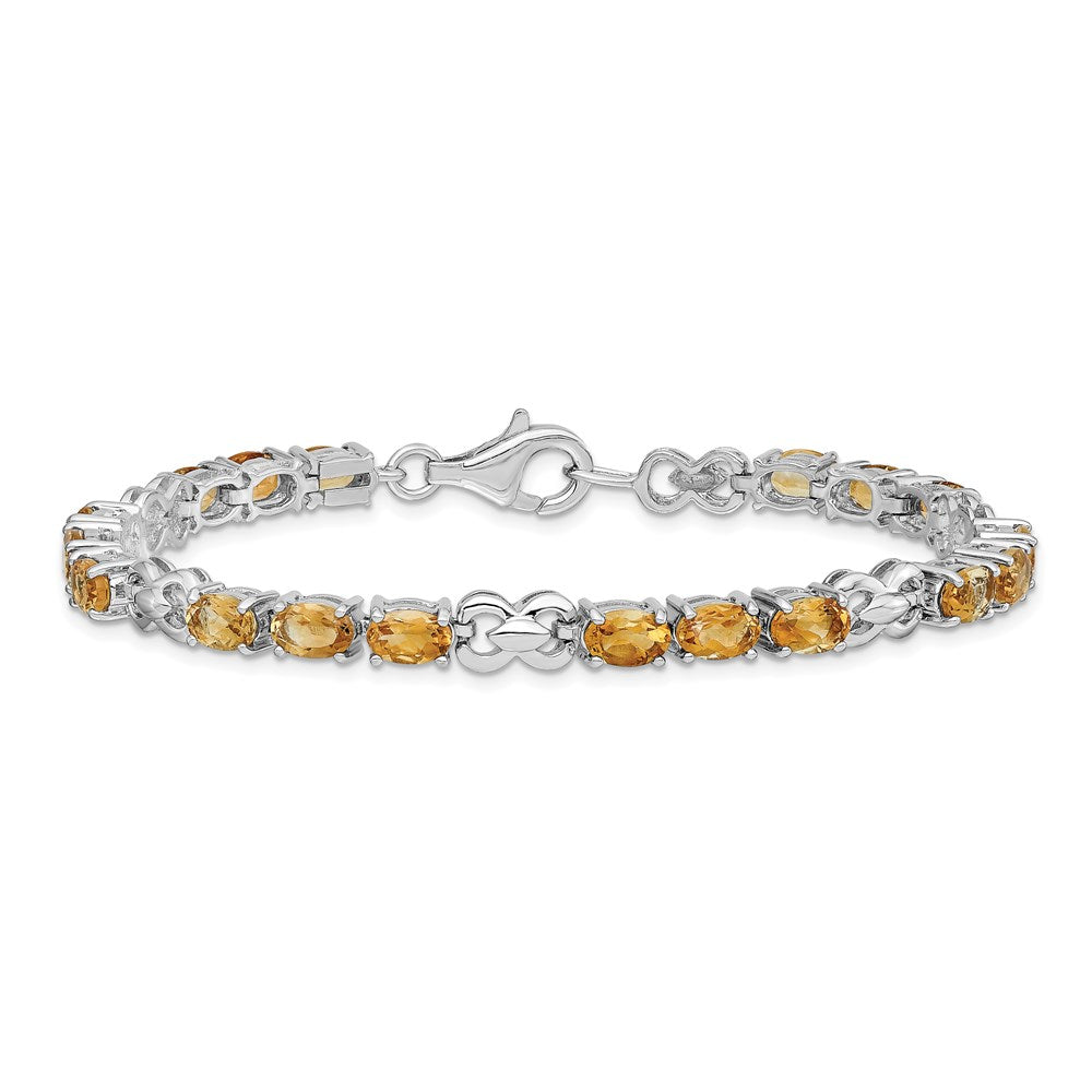 Sterling Silver Rhodium-plated Citrine Bracelet QX863CI