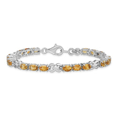 Sterling Silver Rhodium-plated Citrine Bracelet QX863CI