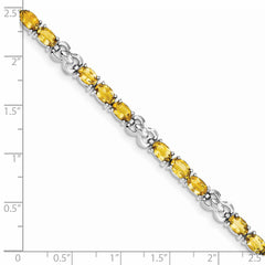 Sterling Silver Rhodium-plated Citrine Bracelet QX863CI