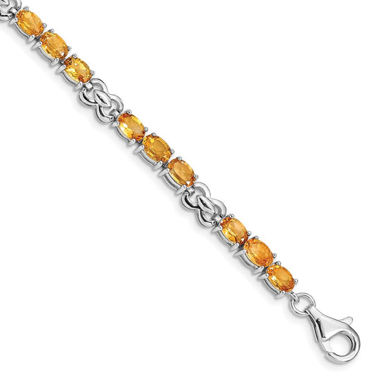 Sterling Silver Rhodium-plated Citrine Bracelet QX863CI