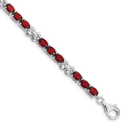 Sterling Silver Rhodium-plated Garnet Bracelet QX863GA
